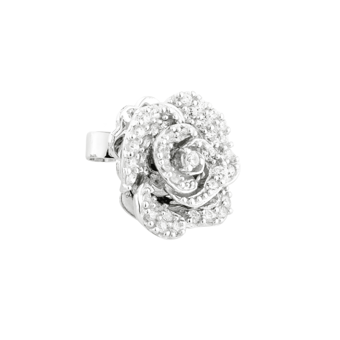 Boucles d'oreilles Ma Rose en argent sterling silver 925 et oxydes de zirconium - plaqué or blanc 18 carats