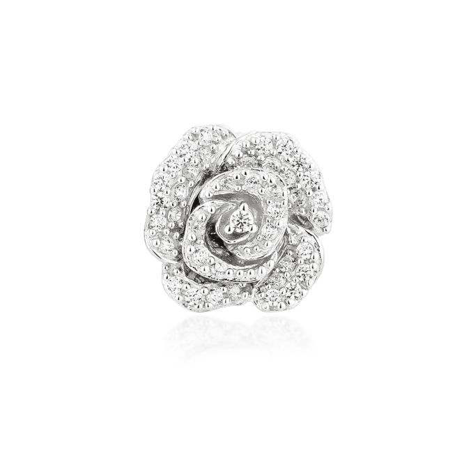 Boucles d'oreilles Ma Rose en argent sterling silver 925 et oxydes de zirconium - plaqué or blanc 18K