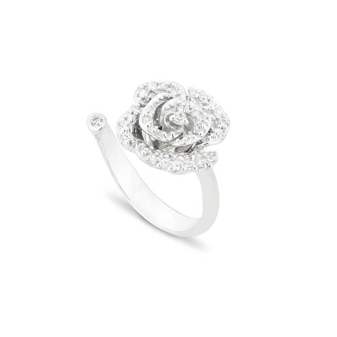 Bague Ma Rose en argent sterling silver 925 et oxydes de zirconium - plaqué or blanc