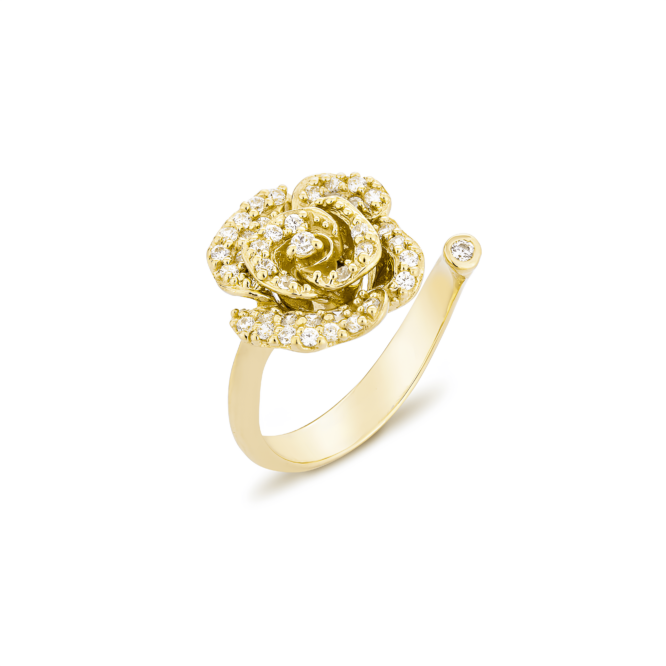 Bague Ma Rose en argent sterling silver 925 et oxydes de zirconium - plaqué or jaune 18 carats