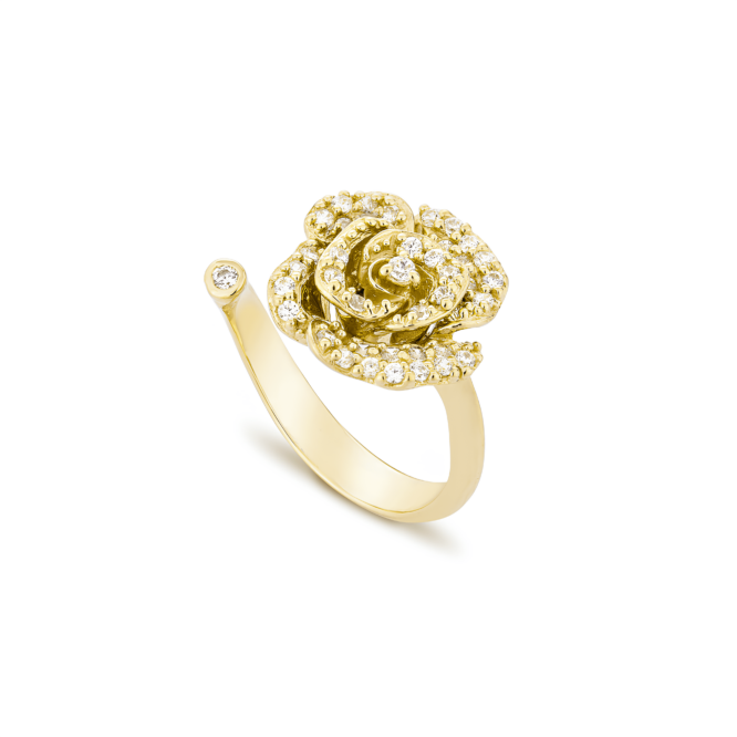 Bague Ma Rose en argent sterling silver 925 et oxydes de zirconium - plaqué or jaune