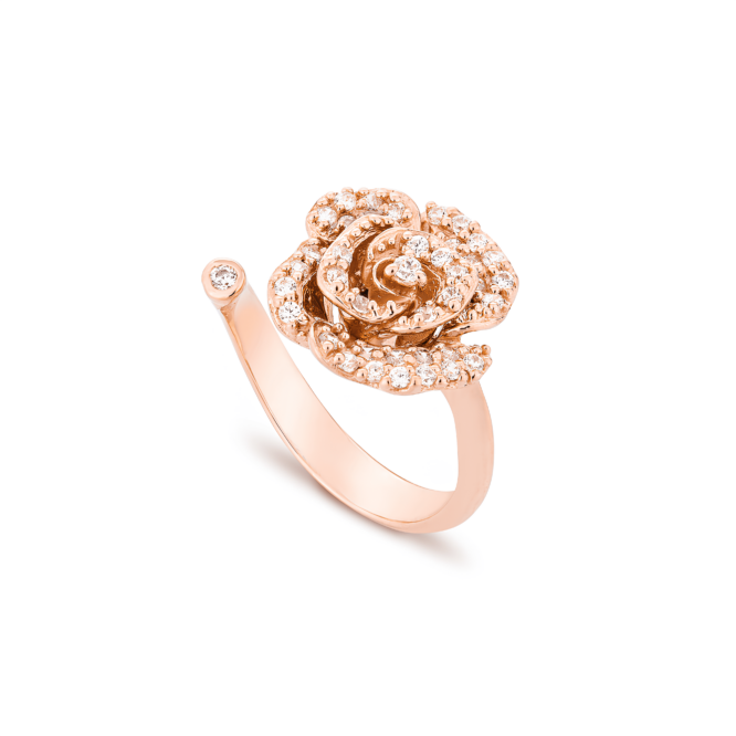 Bague Ma Rose en argent sterling silver 925 et oxydes de zirconium - plaqué or rose 18 carats