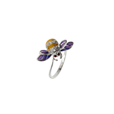 Bee Happy multicolore ring in sterling silver 925