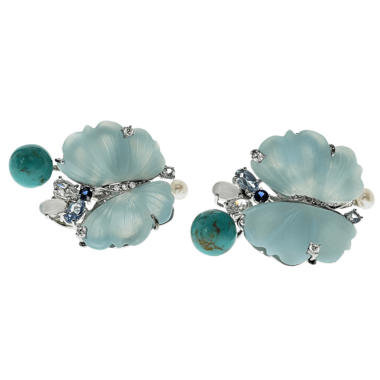 Butterfly earrings in Blue Quartz